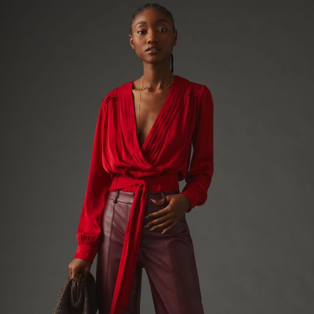 By Anthropologie tie-front blouse